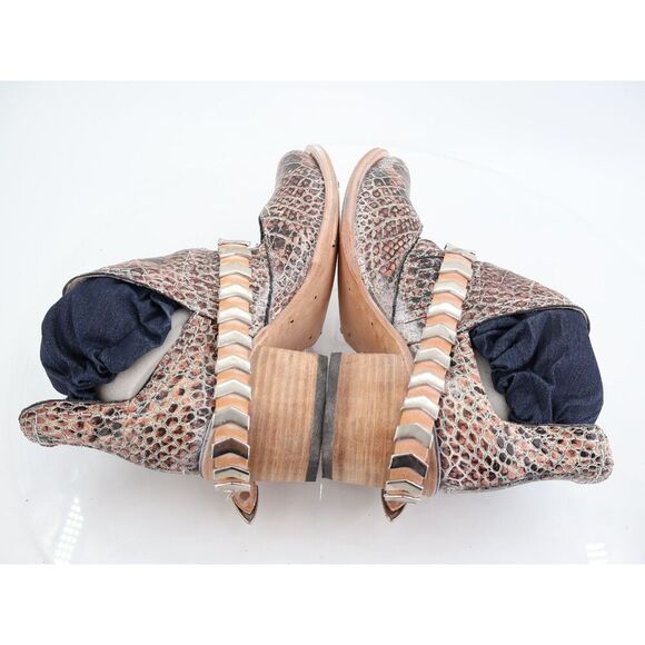 Freebird By Steven Blade Boot Womens 9 Pink Multi Croc Block Heel Slip On NEW - Picture 10 of 10